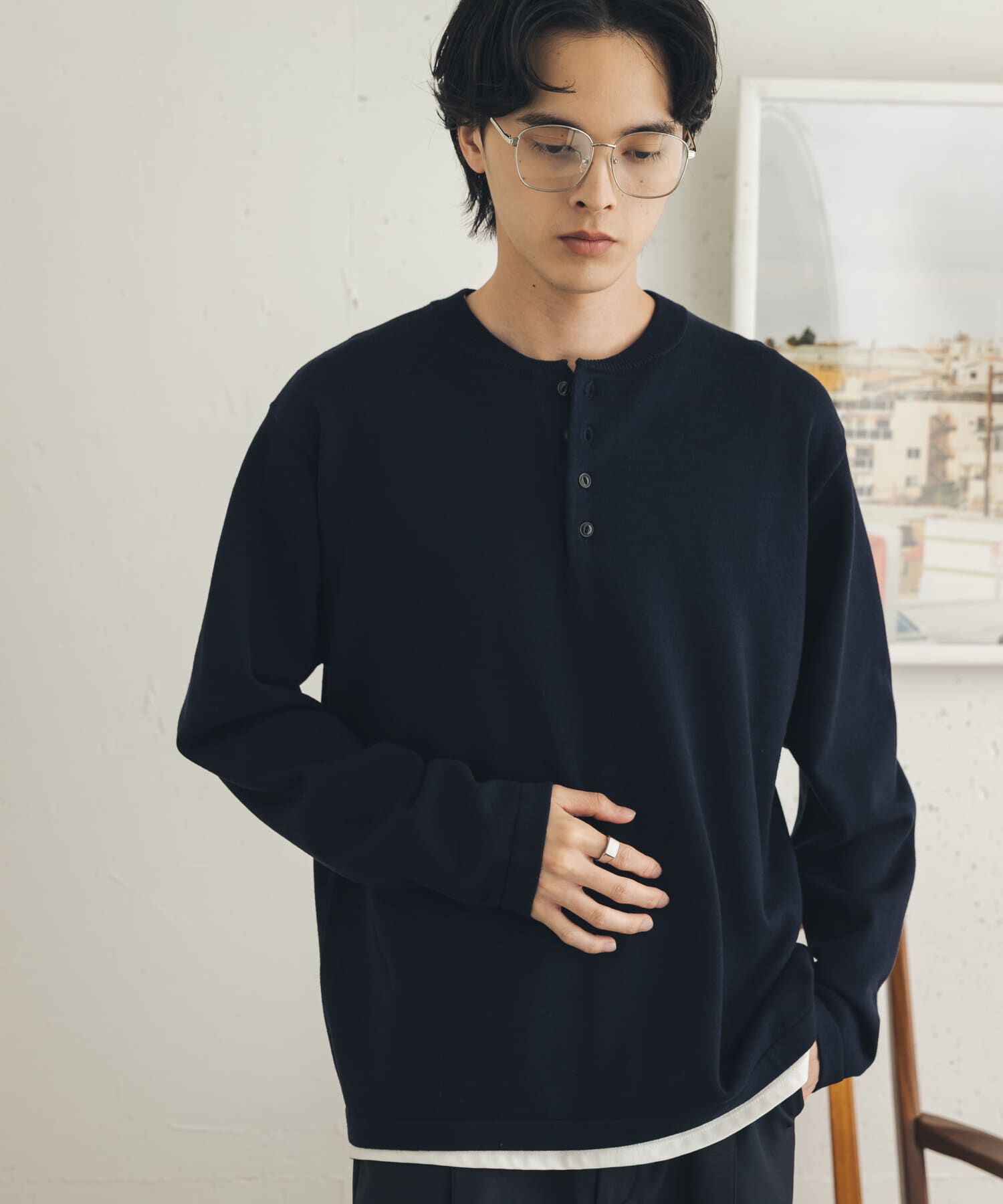 SENSE OF PLACE by URBAN RESEARCH「ストレッチヘンリーネックニット」|ニット・セーター|