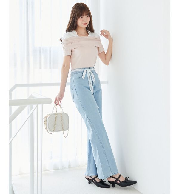  「シャツドッキングオフショルトップス」|Tシャツ・カットソー|
