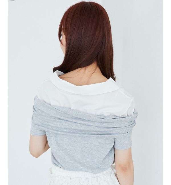  「シャツドッキングオフショルトップス」|Tシャツ・カットソー|