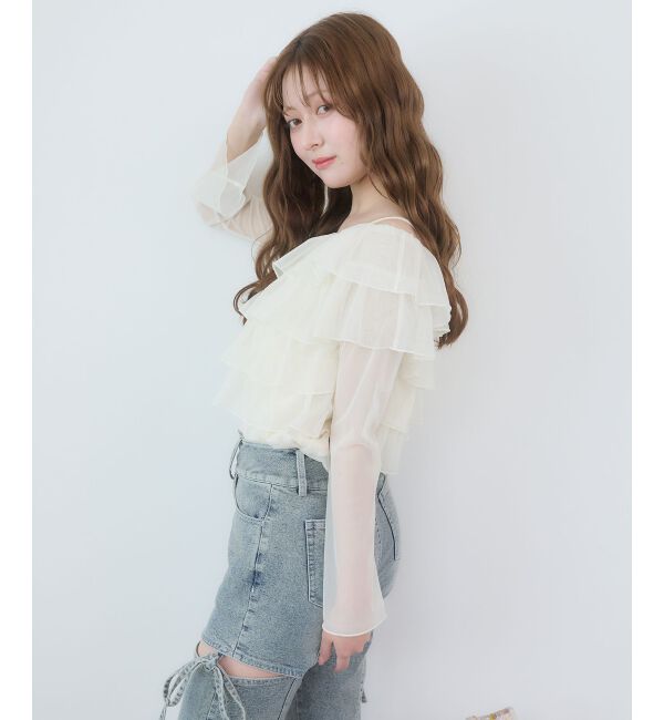  「チョーカーセットチュールフリルトップス」|Tシャツ・カットソー|
