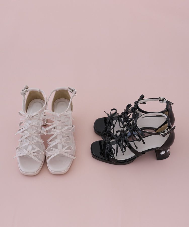 Maison de FLEUR「エナメルリボンサンダル」|サンダル|
