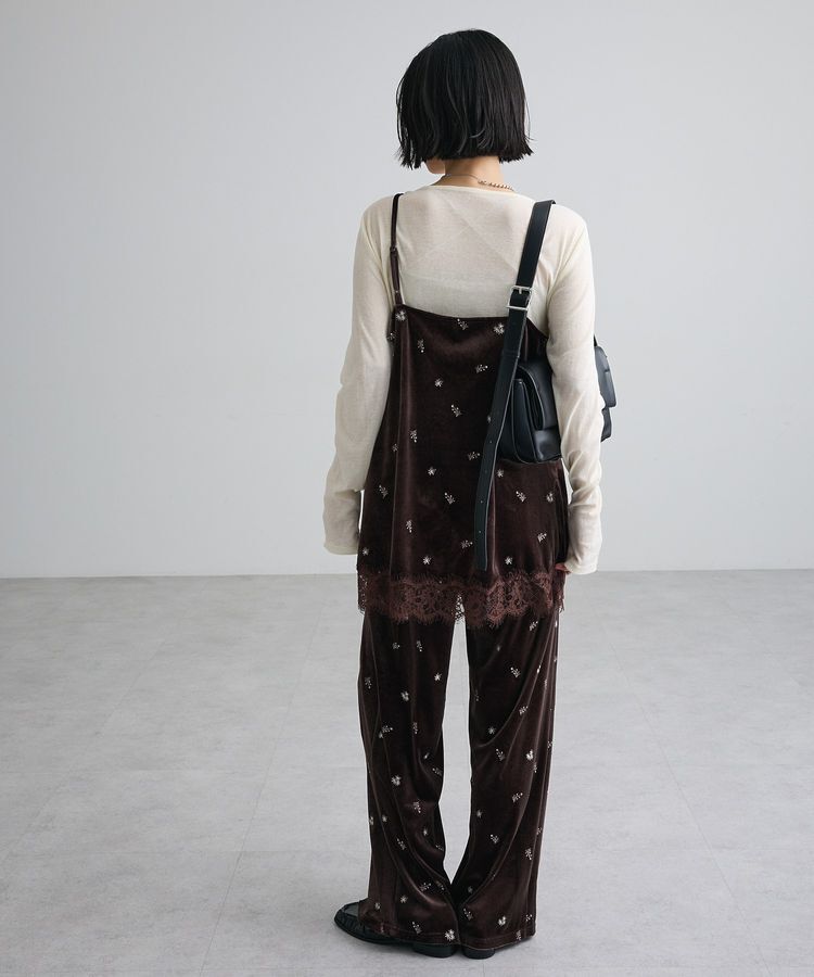 Green Parks「ベロア刺繍レースドッキングキャミビスチェ」|ベスト・ジレ|