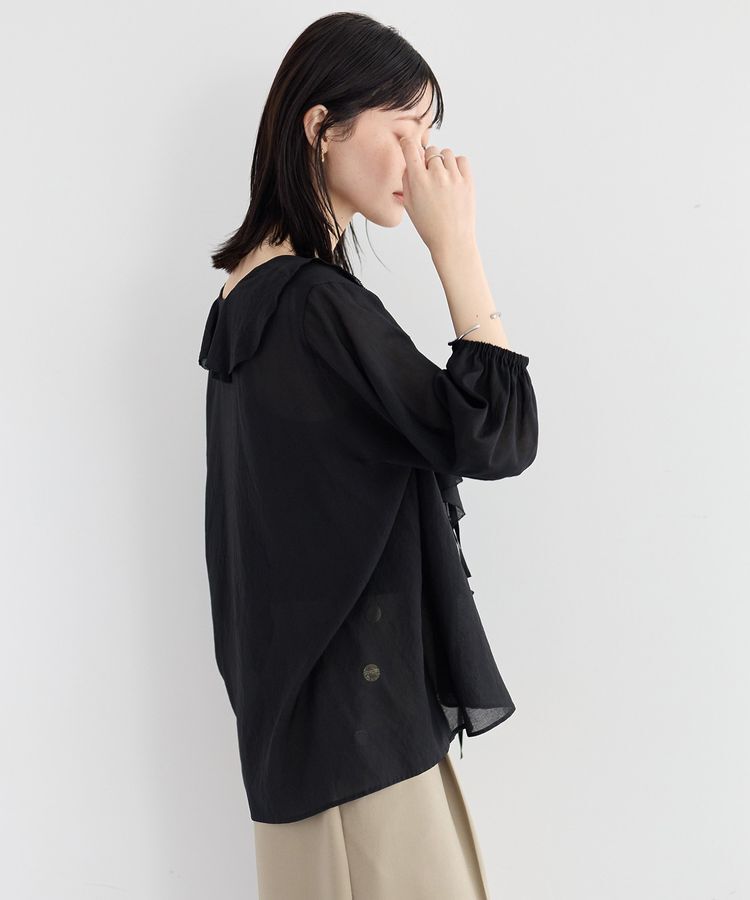 YECCA VECCA「ラッフルリボンシアーブラウス」|シャツ・ブラウス|