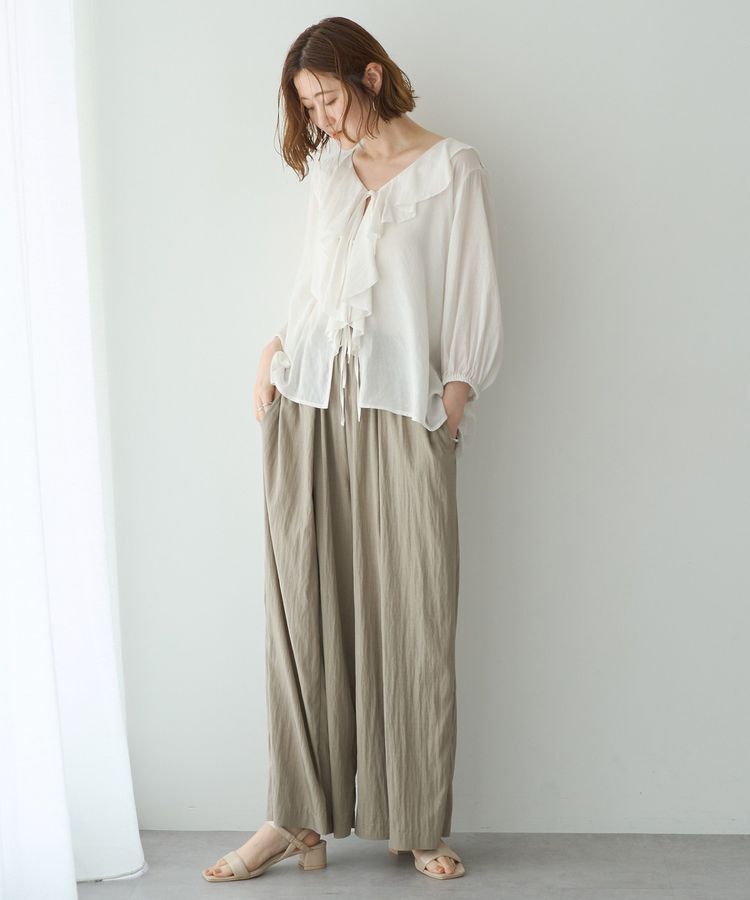 YECCA VECCA「ラッフルリボンシアーブラウス」|シャツ・ブラウス|