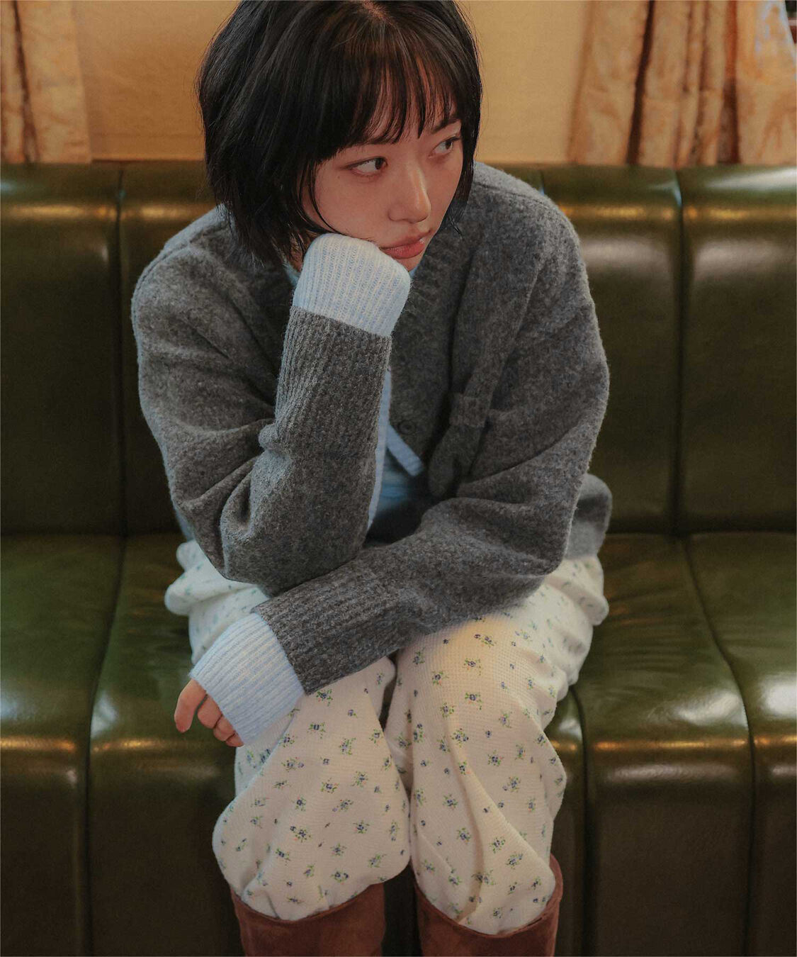 miette「配色デザインクルーネックニットカーディガン」|ニット・セーター|