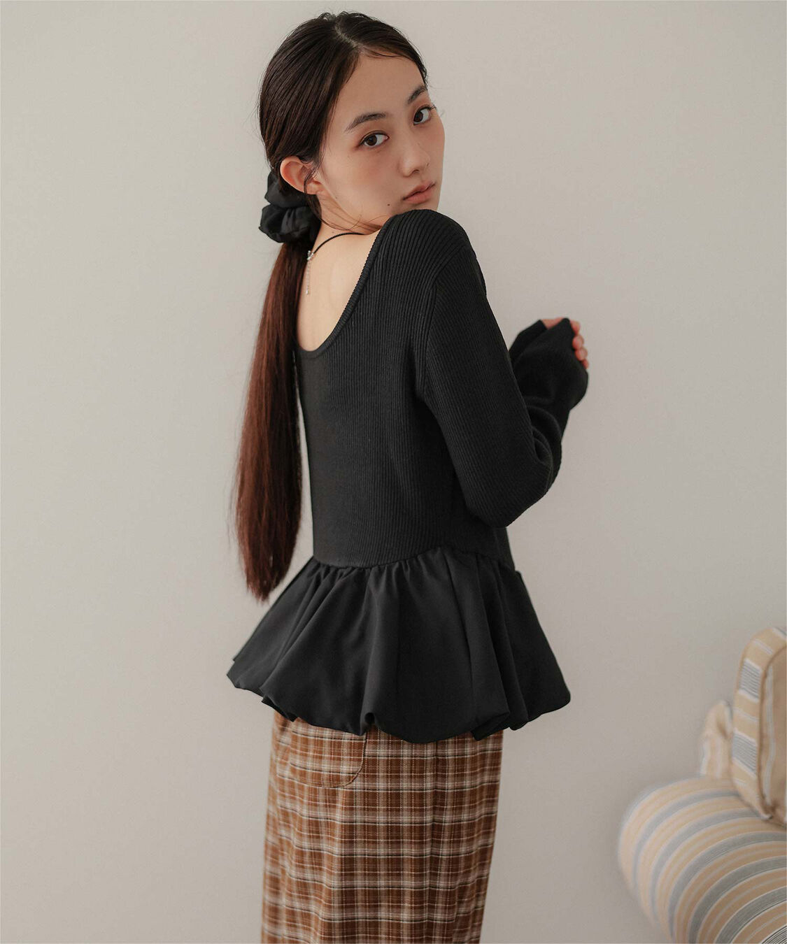 miette「シュシュセットペプラムドッキングニット」|ニット・セーター|