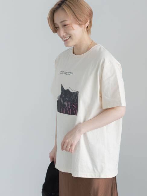 Te chichi「アニマルフォトプリントTシャツ」|Tシャツ・カットソー|ベージュ
