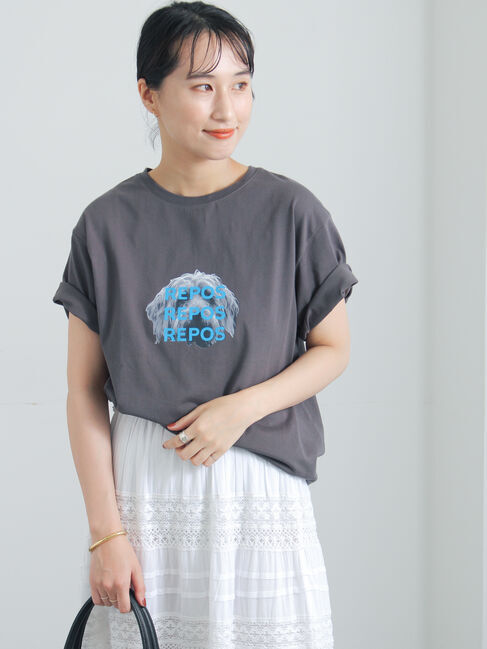 Te chichi「アニマルフォトプリントTシャツ」|Tシャツ・カットソー|チャコールグレー