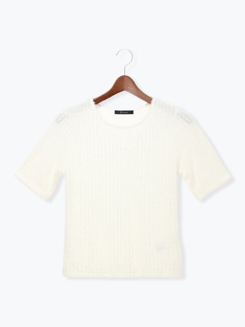 Te chichi「レーシーシャギーハーフスリーブトップス」|Tシャツ・カットソー|オフホワイト