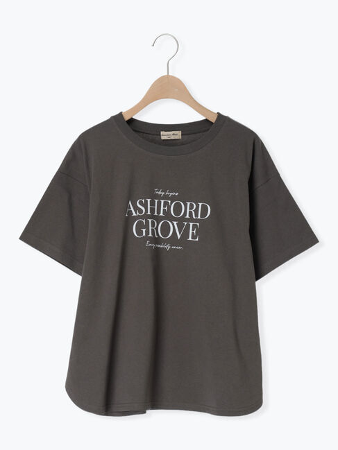 Samansa Mos2「◇【接触冷感】ロゴプリントTシャツ」|Tシャツ・カットソー|チャコールグレー