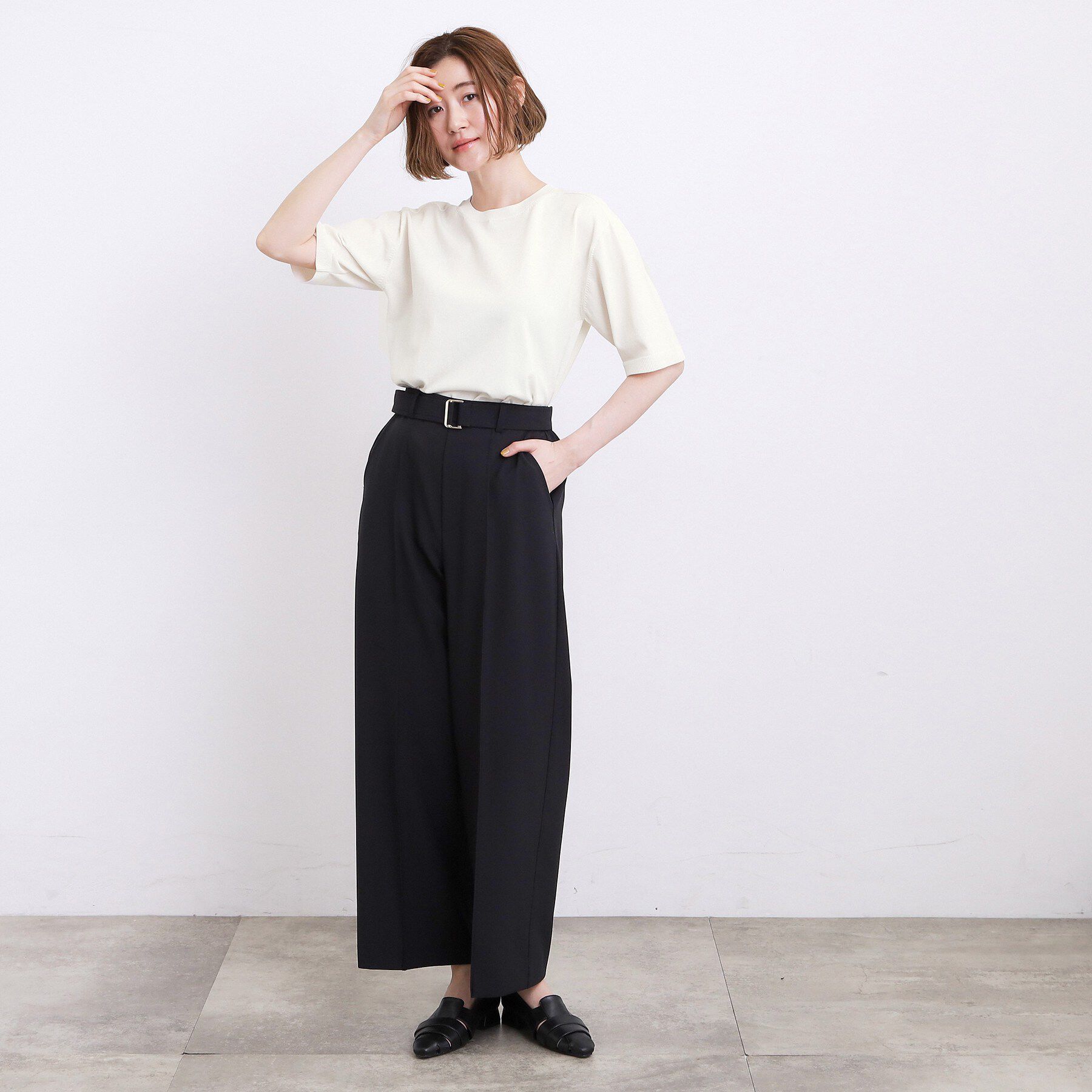 grove「【UVカット・洗濯機◎】Tシャツ感覚で着られるコットン混ニット」|ニット・セーター|