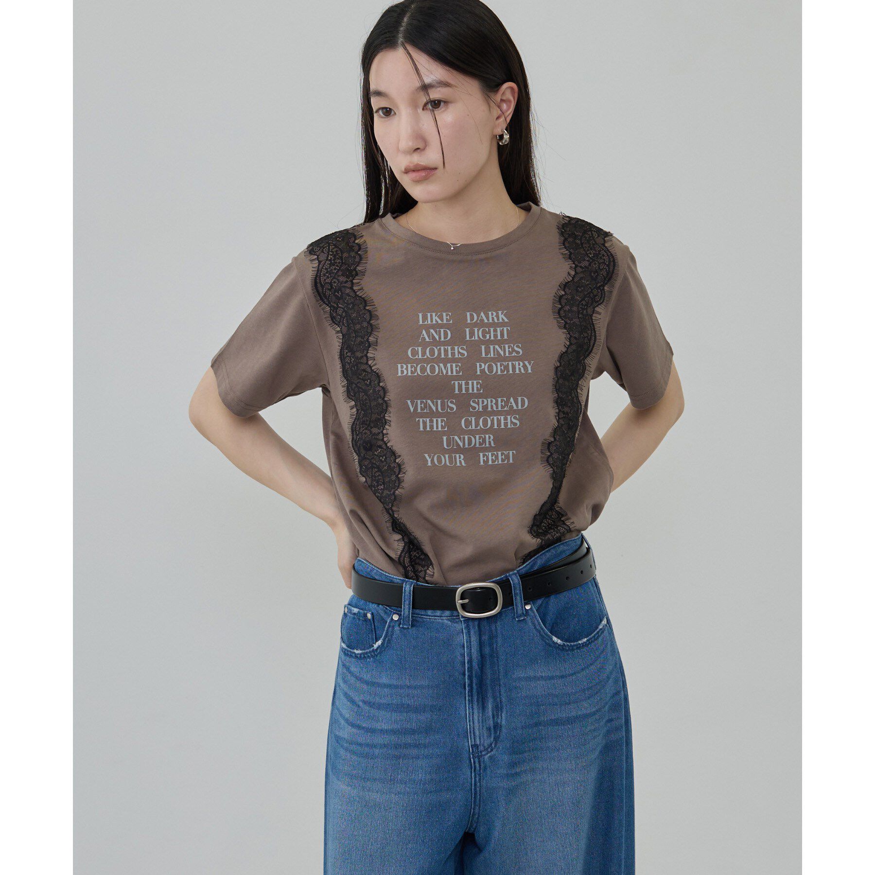 GALLEST「レースステッチドTシャツ」|Tシャツ・カットソー|ベージュ(052)