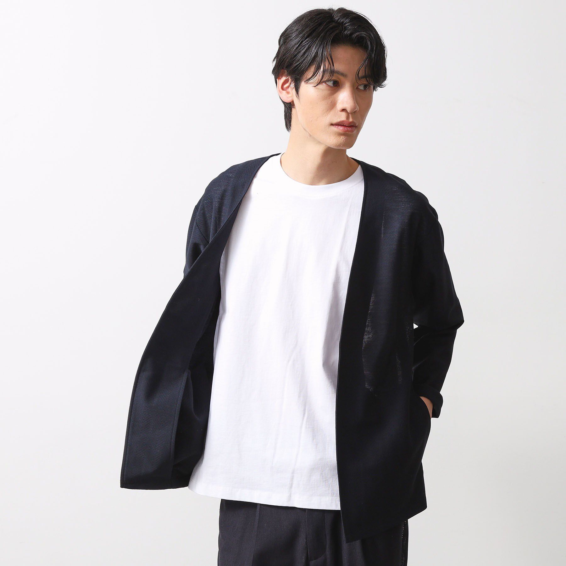 THE SHOP TK「シャリルジャージ カーディガン 洗濯機OK/吸水速乾/イージーケア/セットアップ可」|カーディガン|ネイビー(094)