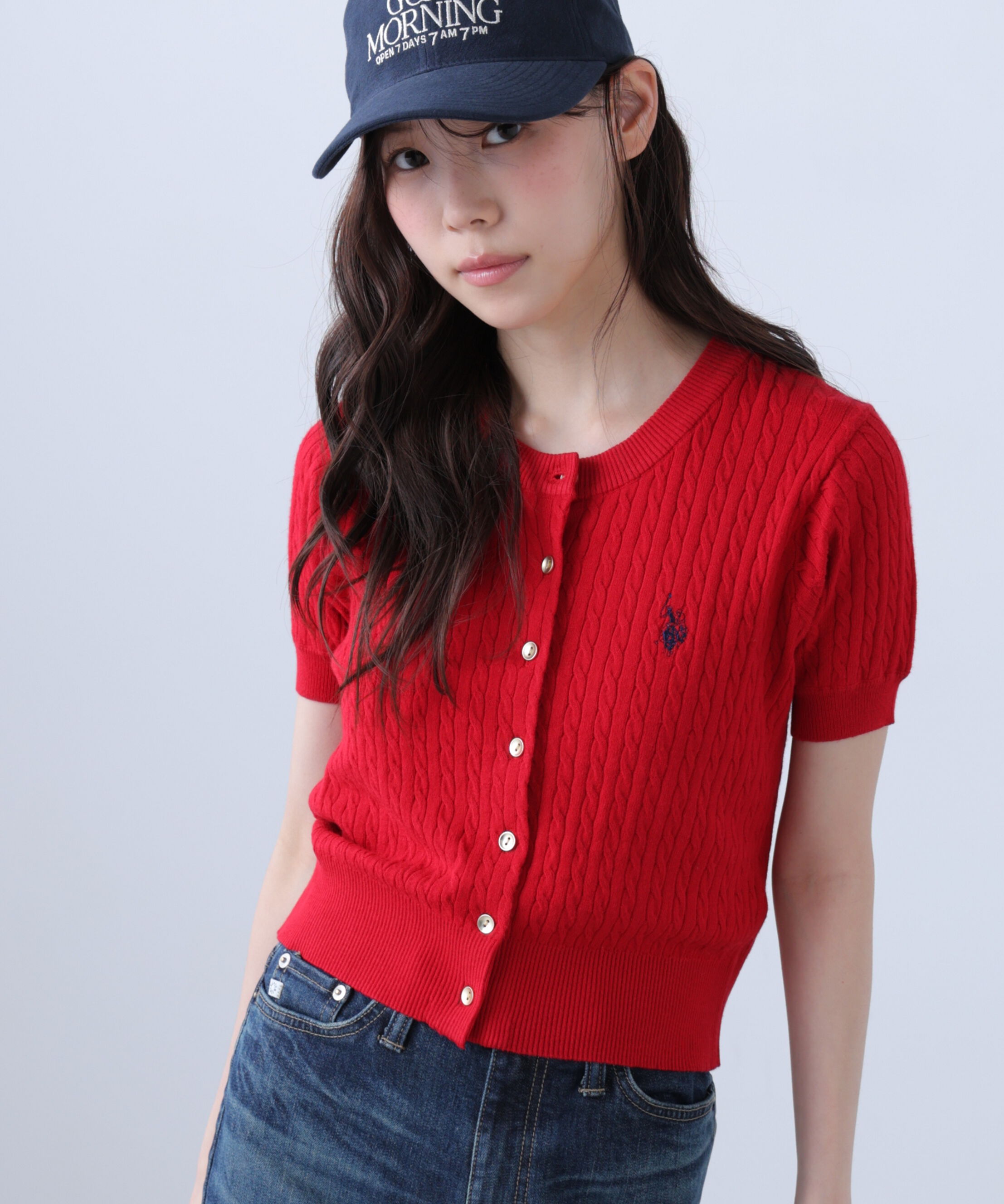  「U.S. POLO ASSN./ユーエスポロアッスン別注／金釦ケーブルカーディガン」|ニット・セーター|