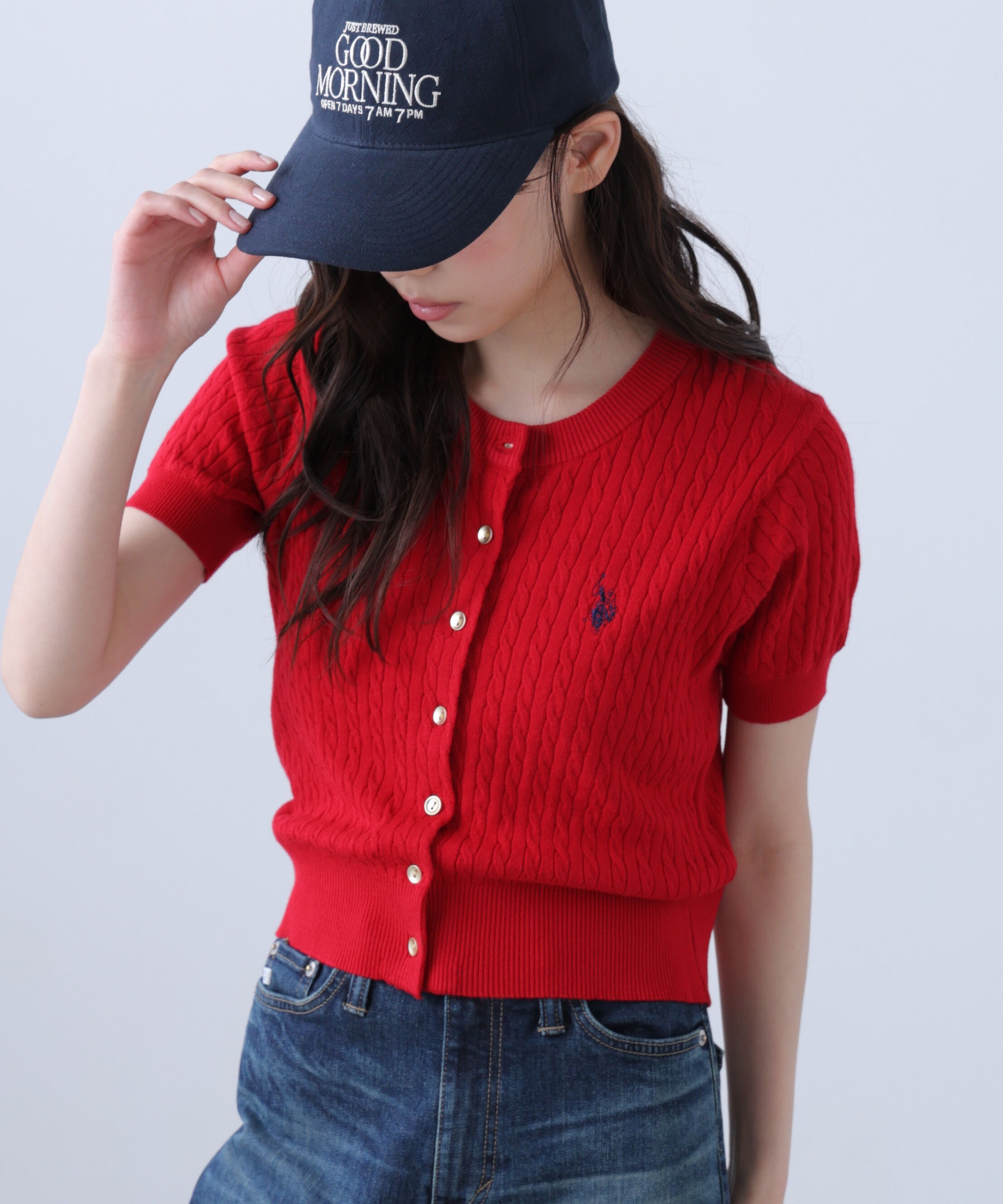 「U.S. POLO ASSN./ユーエスポロアッスン別注／金釦ケーブルカーディガン」|ニット・セーター|