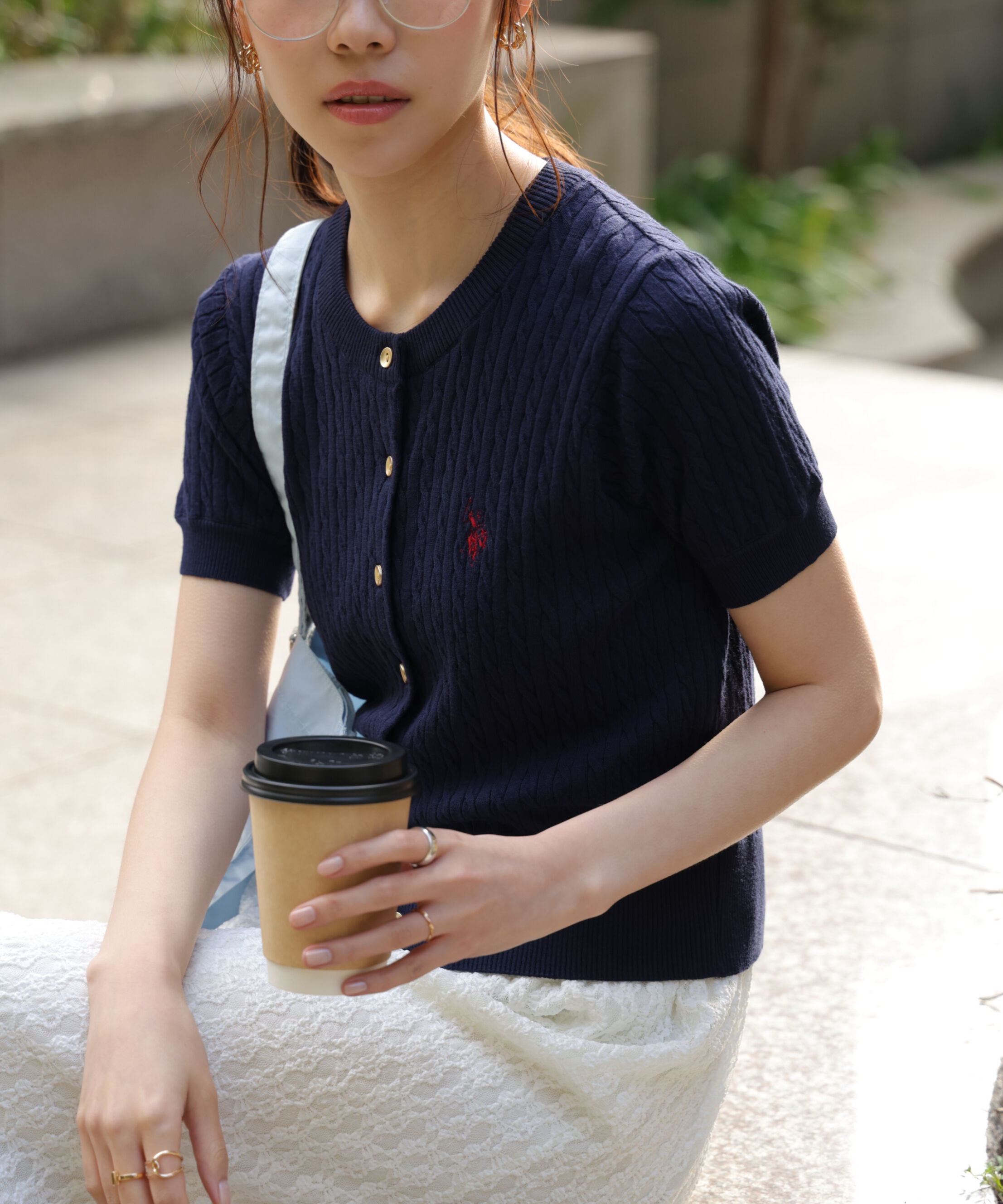  「U.S. POLO ASSN./ユーエスポロアッスン別注／金釦ケーブルカーディガン」|ニット・セーター|