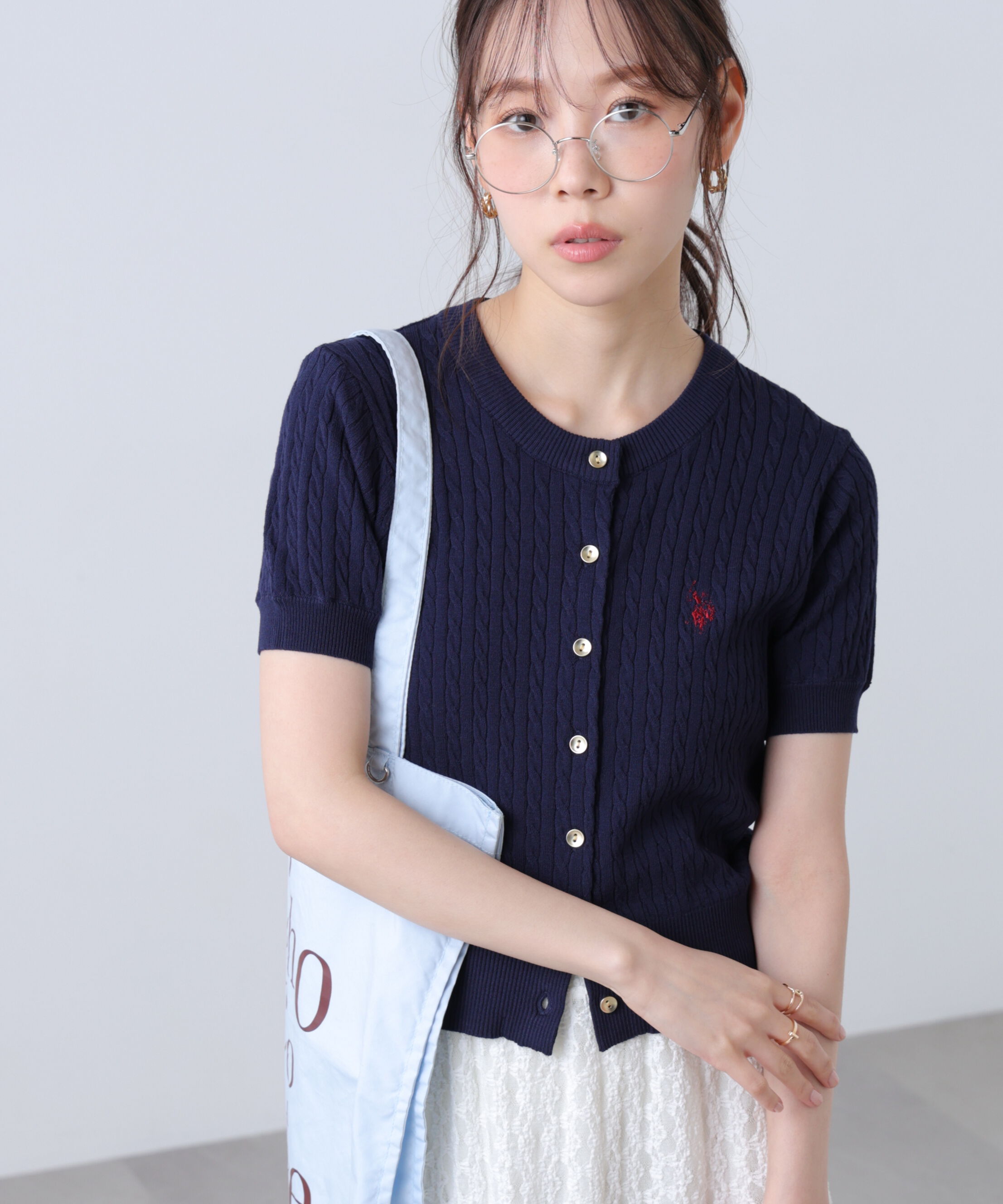  「U.S. POLO ASSN./ユーエスポロアッスン別注／金釦ケーブルカーディガン」|ニット・セーター|