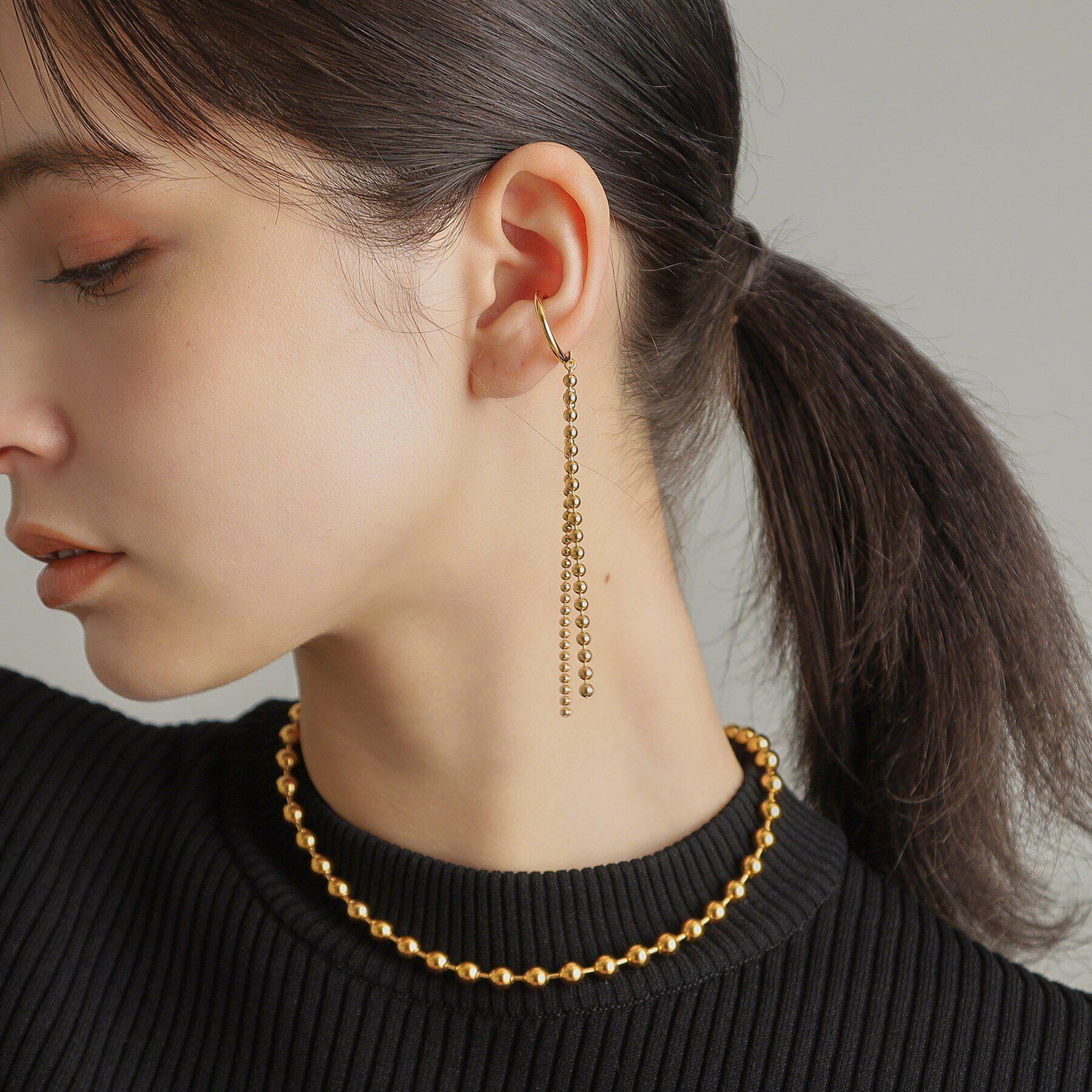 COCOSHNIK ONKITSCH「シルバー ボールチェーン イヤーカフ GP」|イヤーカフ|