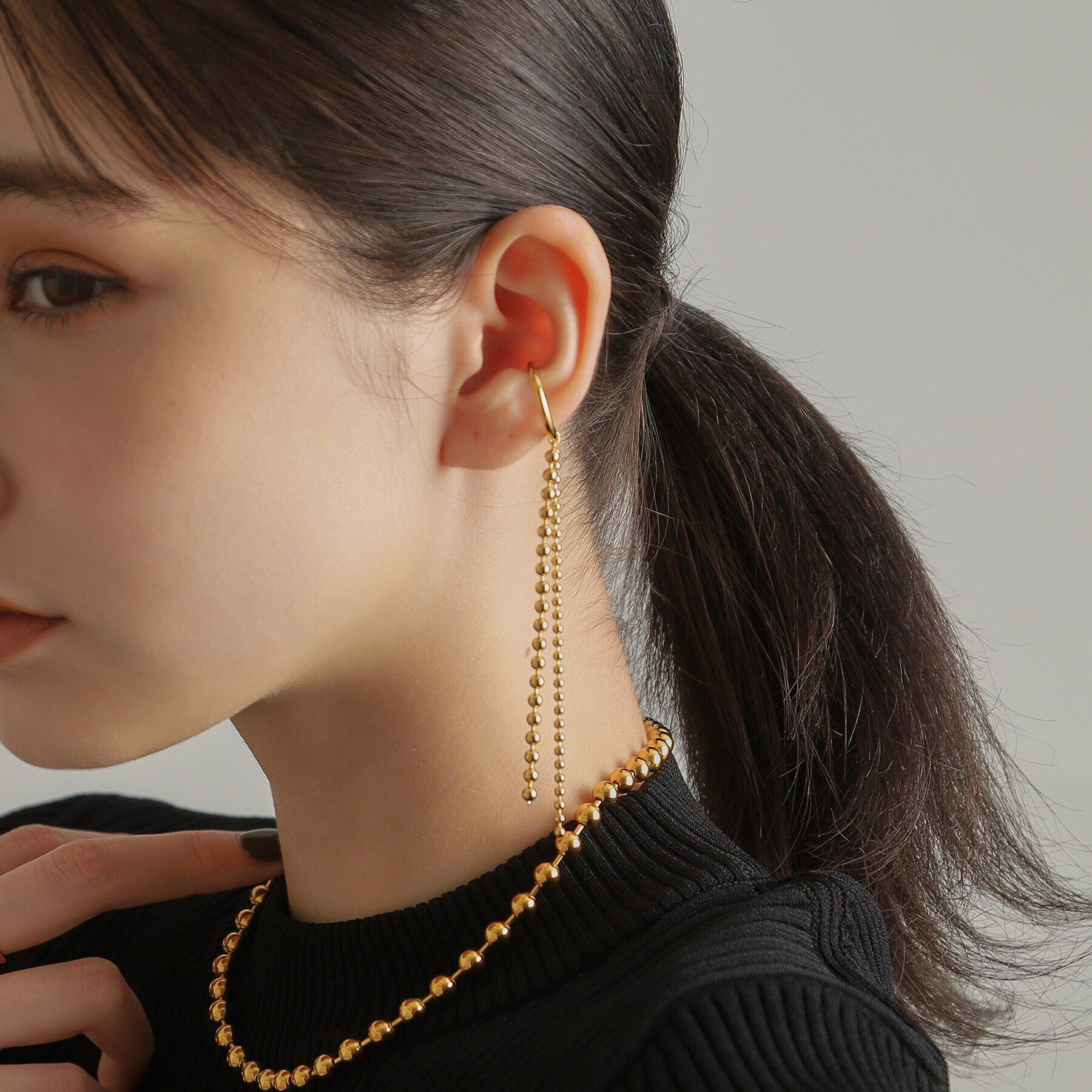 COCOSHNIK ONKITSCH「シルバー ボールチェーン イヤーカフ GP」|イヤーカフ|