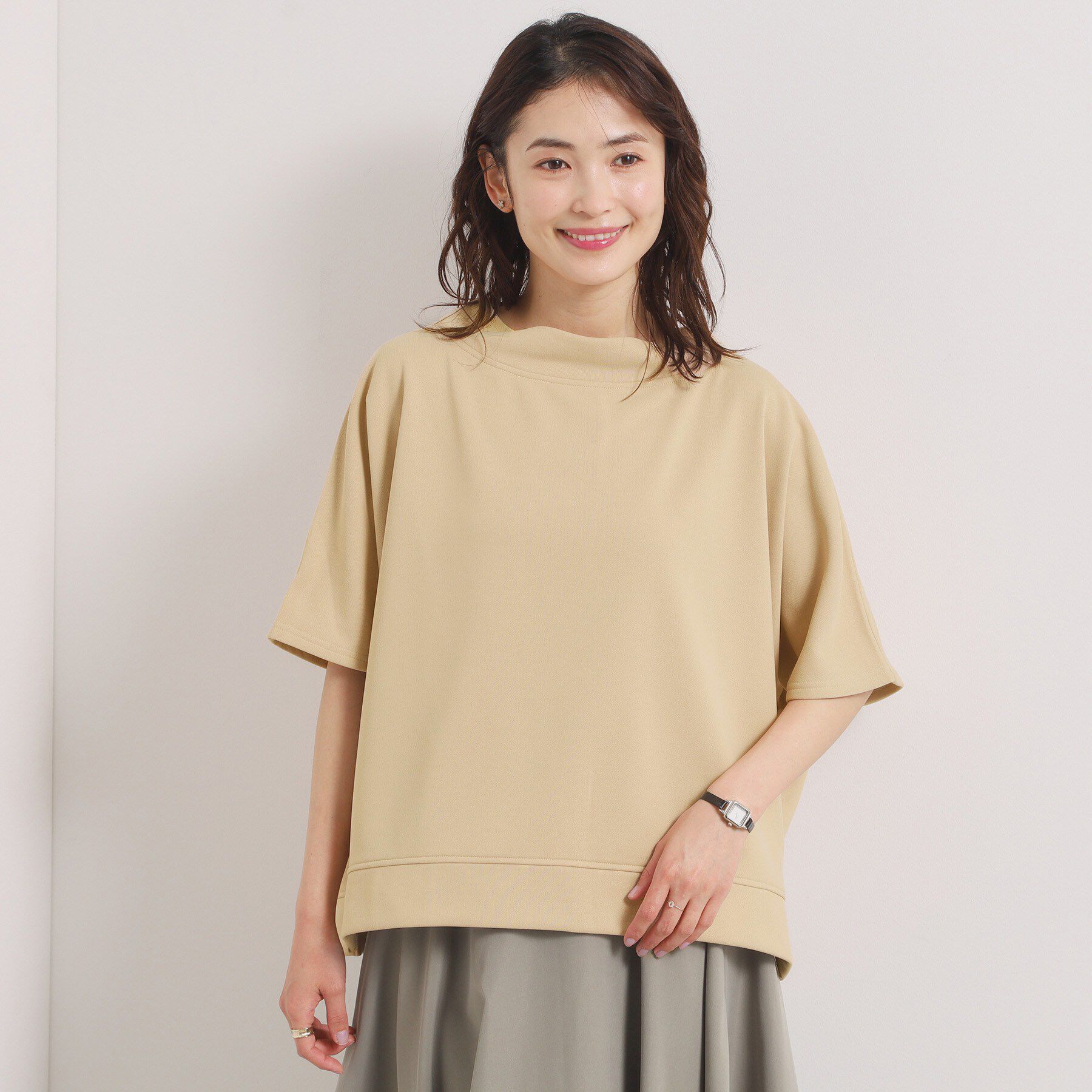 ITS&rsquo;DEMO「【洗濯機OK】ミニ裏毛ドルマントップス」|Tシャツ・カットソー|ベージュ(052)