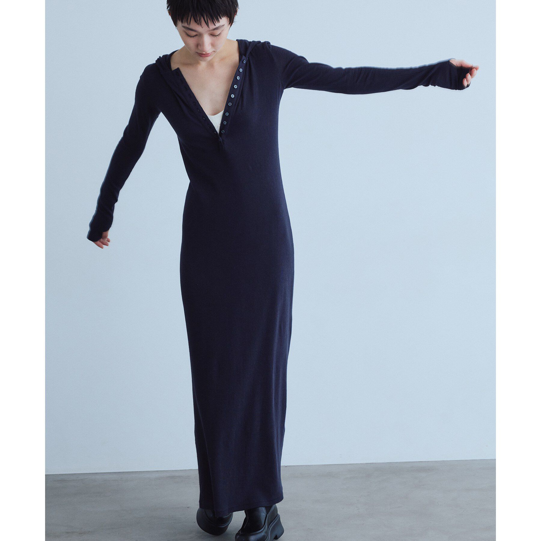 CODE A「UKI UKI＊CODE A｜hooded jersey dress」|ワンピース|