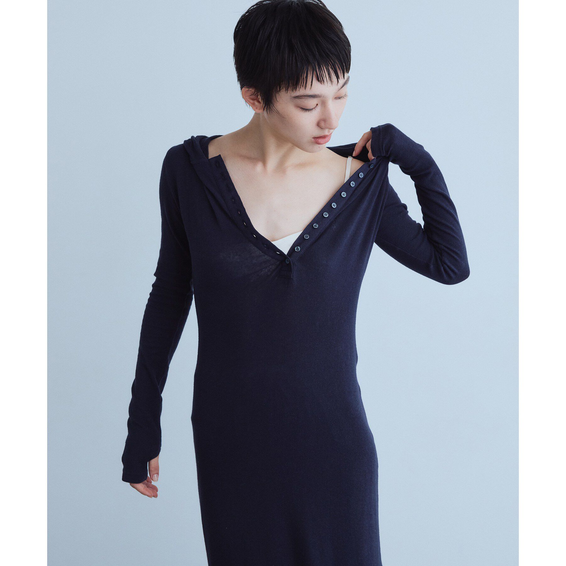 CODE A「UKI UKI＊CODE A｜hooded jersey dress」|ワンピース|