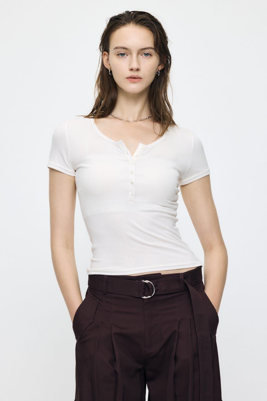MOUSSY「ES HALF SLEEVE トップス」|Tシャツ・カットソー|O/WHT1