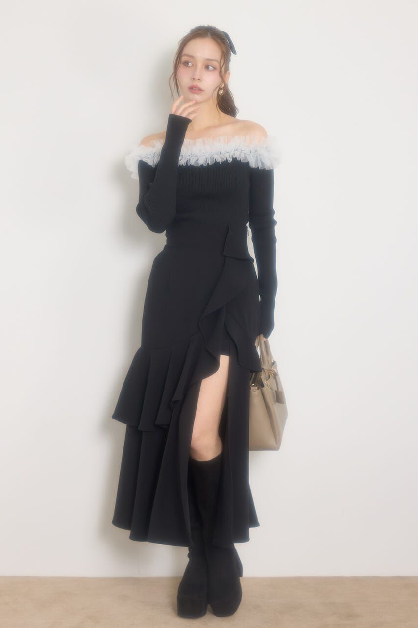 rienda「フリルスリットハイウエストスコートショートパンツ」|その他|