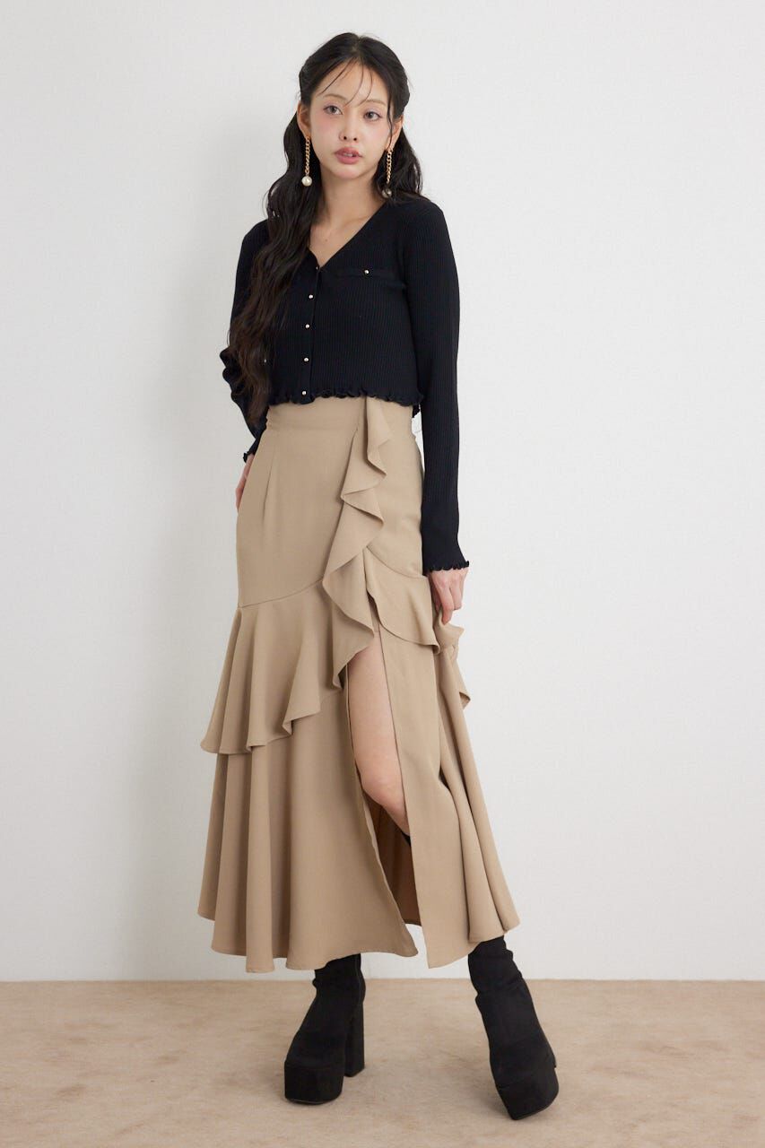 rienda「フリルスリットハイウエストスコートショートパンツ」|その他|