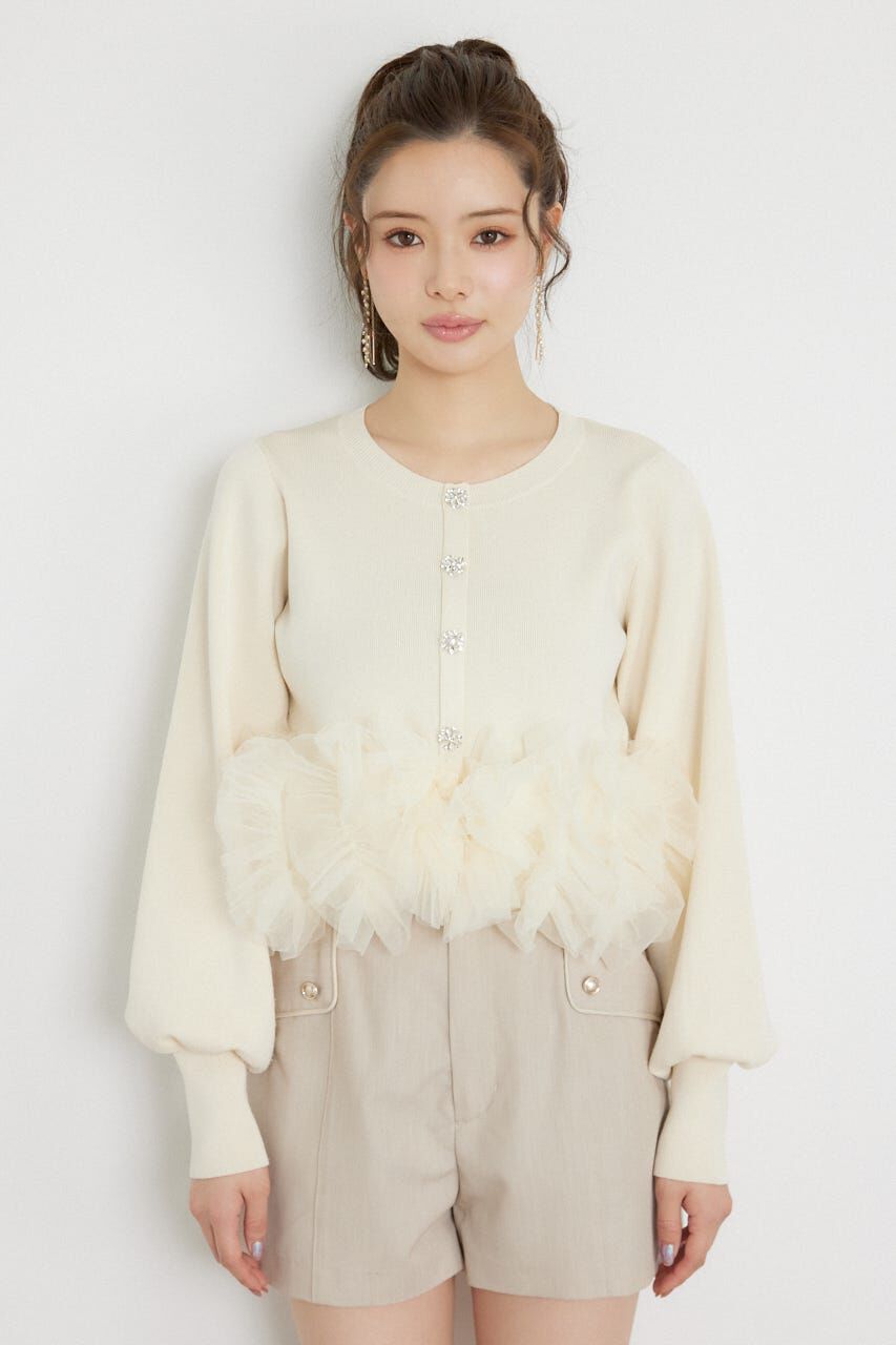 rienda「チュールコンビニットトップス」|ニット・セーター|