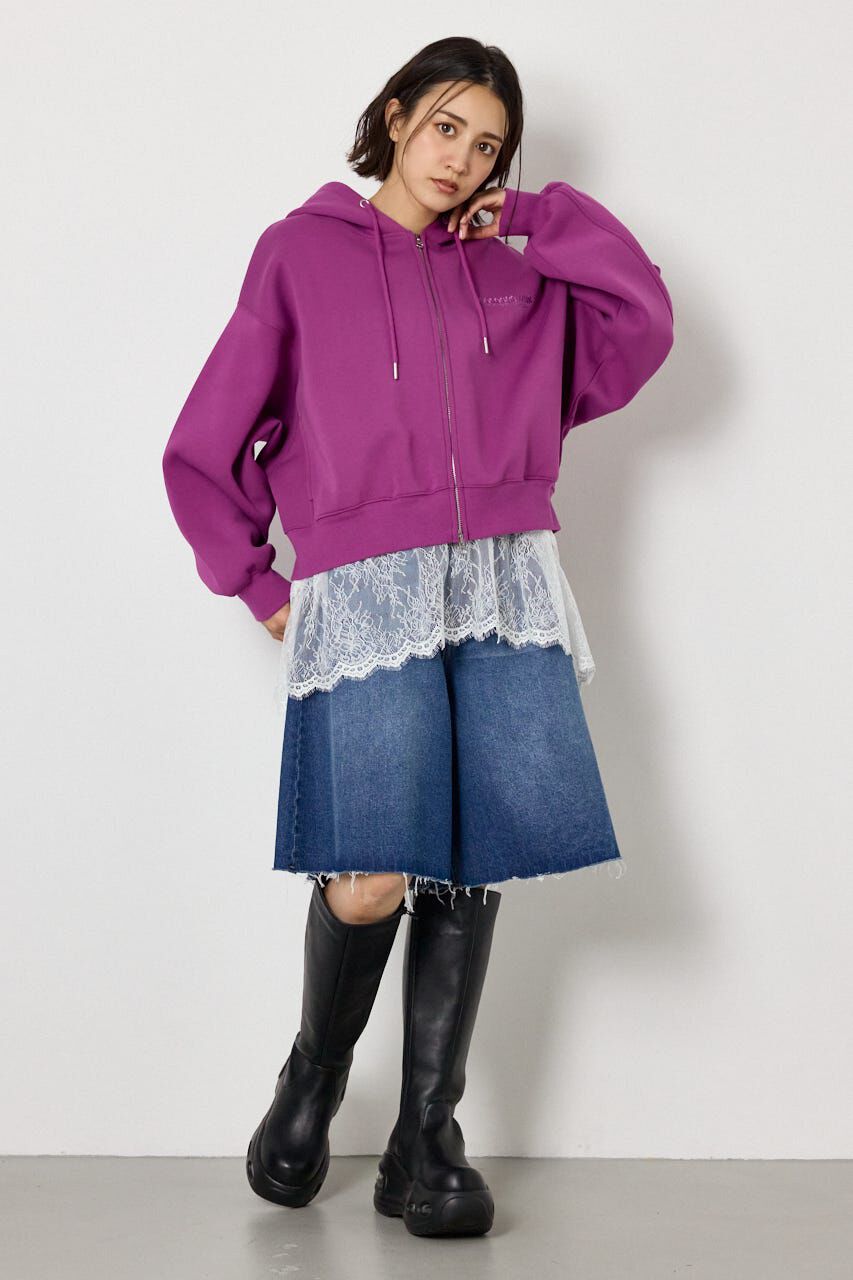 RODEO CROWNS「エンボス W-ZIP ショート パーカー」|パーカー|