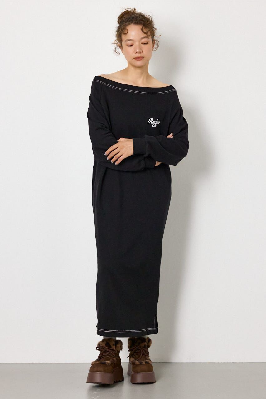 RODEO CROWNS「ラグランカラーステッチオフショルワンピース」|ワンピース|BLK