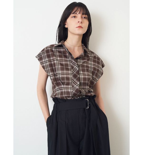ELENDEEK「WAIST TUCK CHECK BL」|シャツ・ブラウス|