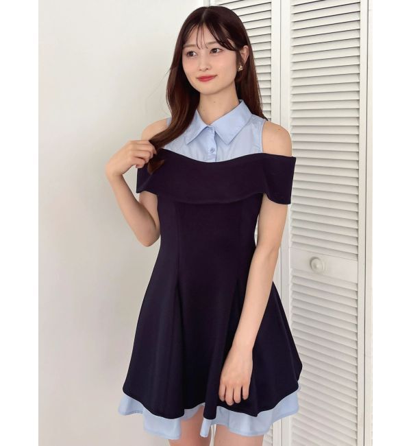 dazzlin「シャツレイヤードカットワンピース」|ワンピース|
