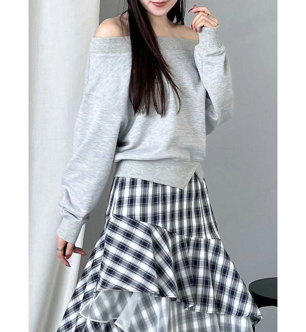 MERCURYDUO「裏毛オフショルトップス」|Tシャツ・カットソー|グレー