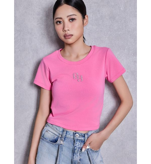 GYDA「GLITTER GG Tシャツ」|Tシャツ・カットソー|ピンク