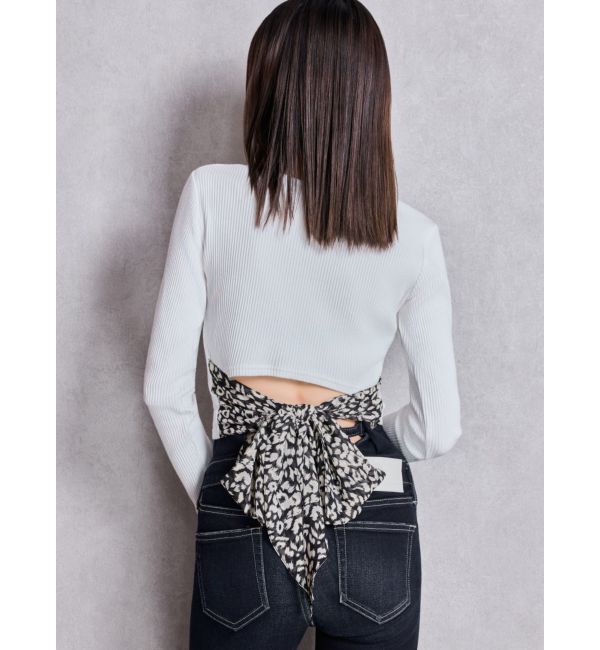 GYDA「レオパードBACKリボンテレコロンT」|Tシャツ・カットソー|