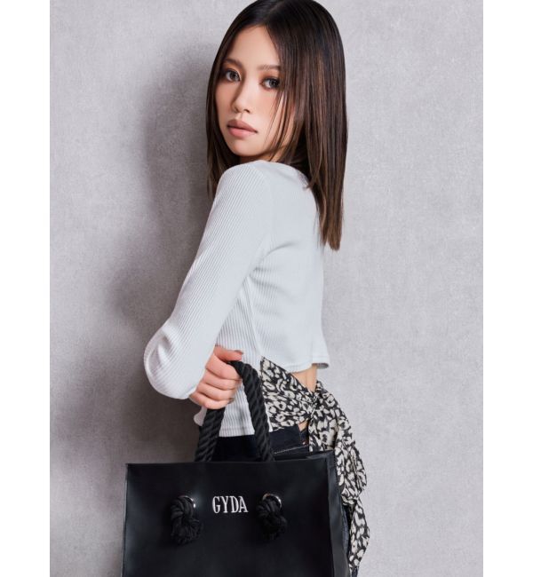 GYDA「レオパードBACKリボンテレコロンT」|Tシャツ・カットソー|