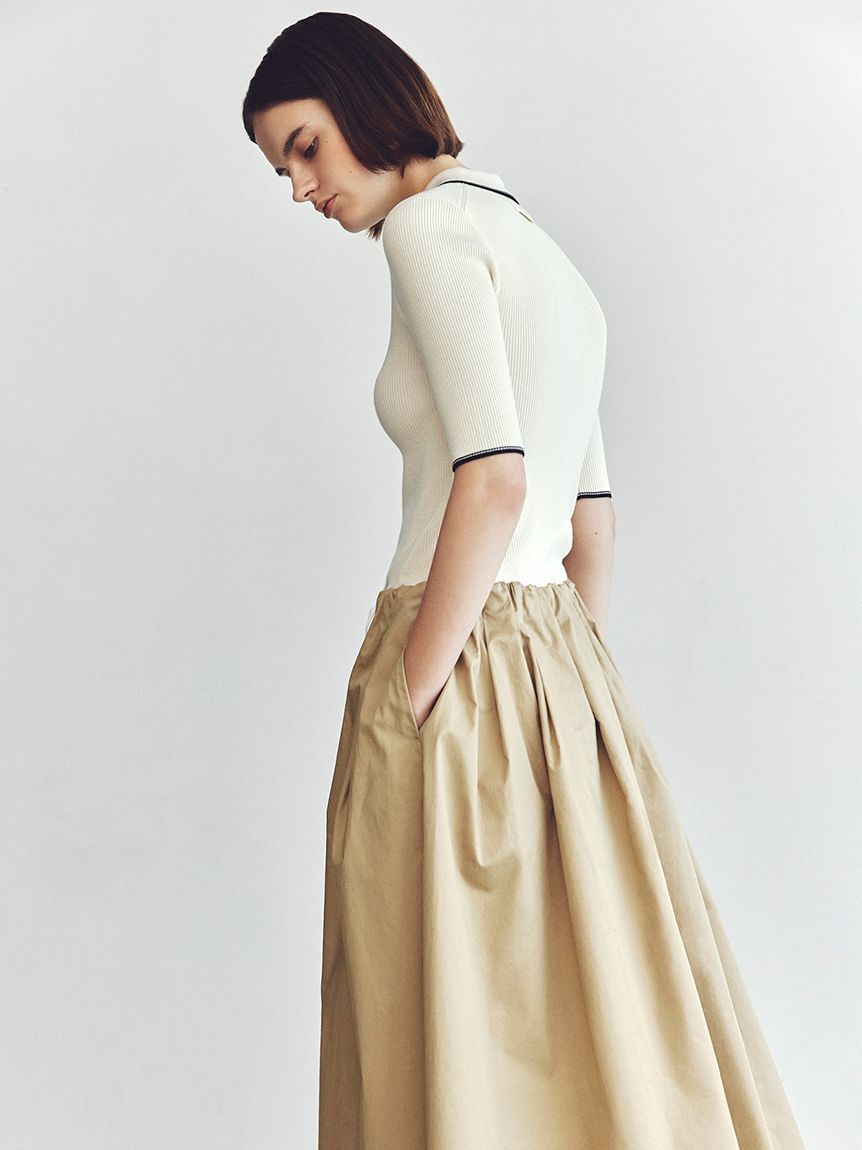 Mila Owen「【WEB＆一部店舗限定カラー】ポロニット&times;タックフレアスカートドッキン グワンピース」|ワンピース|