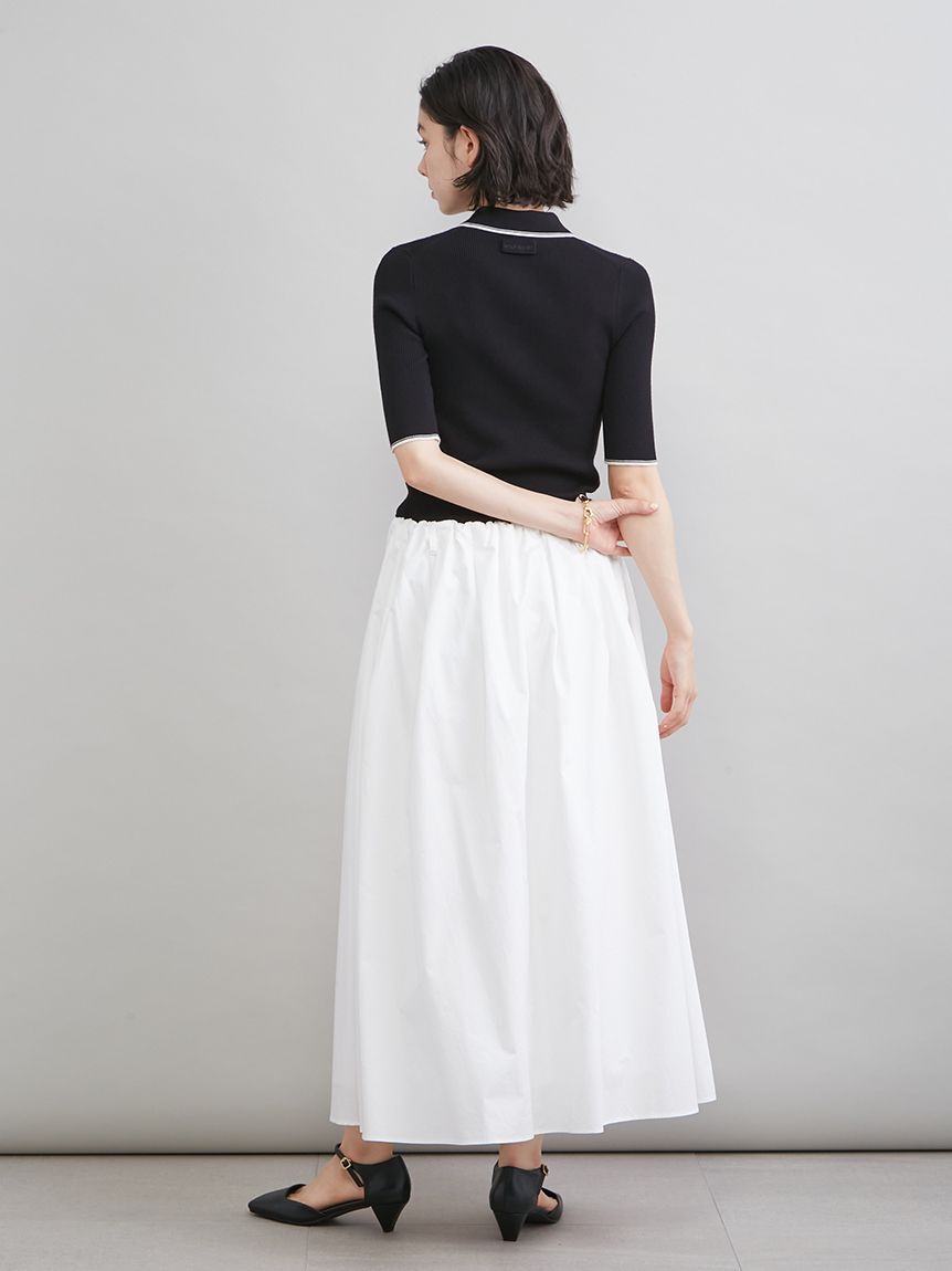 Mila Owen「【WEB＆一部店舗限定カラー】ポロニット&times;タックフレアスカートドッキン グワンピース」|ワンピース|