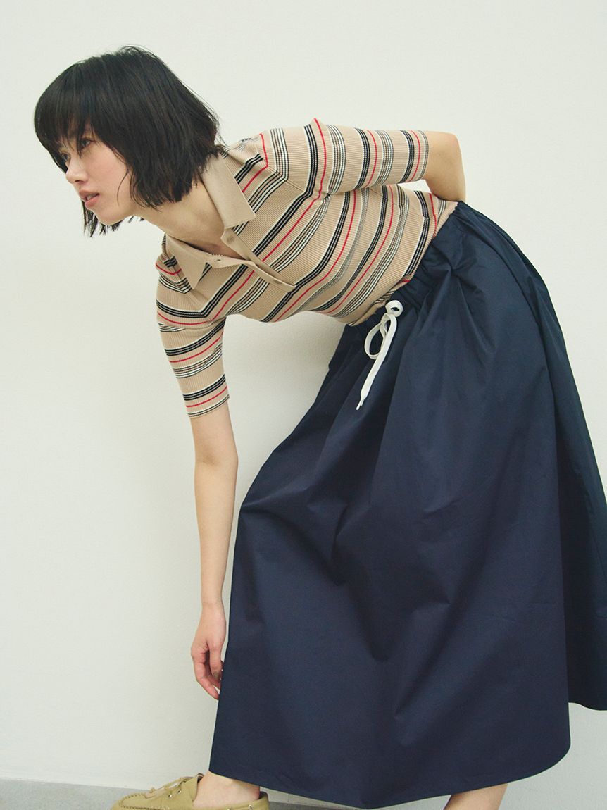 Mila Owen「【WEB＆一部店舗限定カラー】ポロニット&times;タックフレアスカートドッキン グワンピース」|ワンピース|