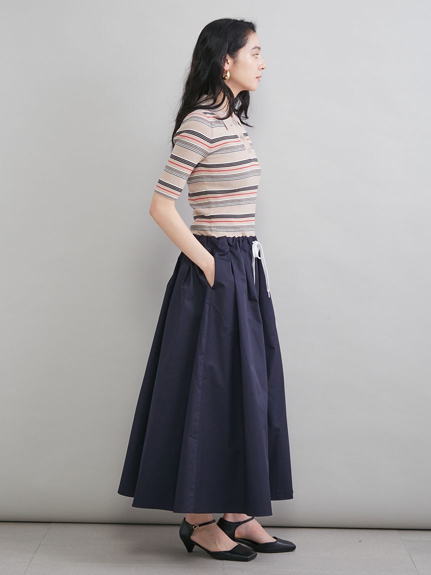 Mila Owen「【WEB＆一部店舗限定カラー】ポロニット&times;タックフレアスカートドッキン グワンピース」|ワンピース|