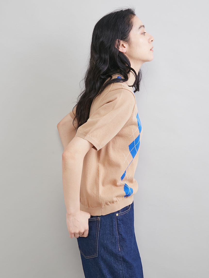 Mila Owen「アーガイルニットトップス」|ニット・セーター|