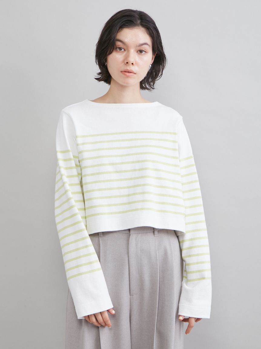 Mila Owen「ボートネック短丈パネルボーダー」|Tシャツ・カットソー|