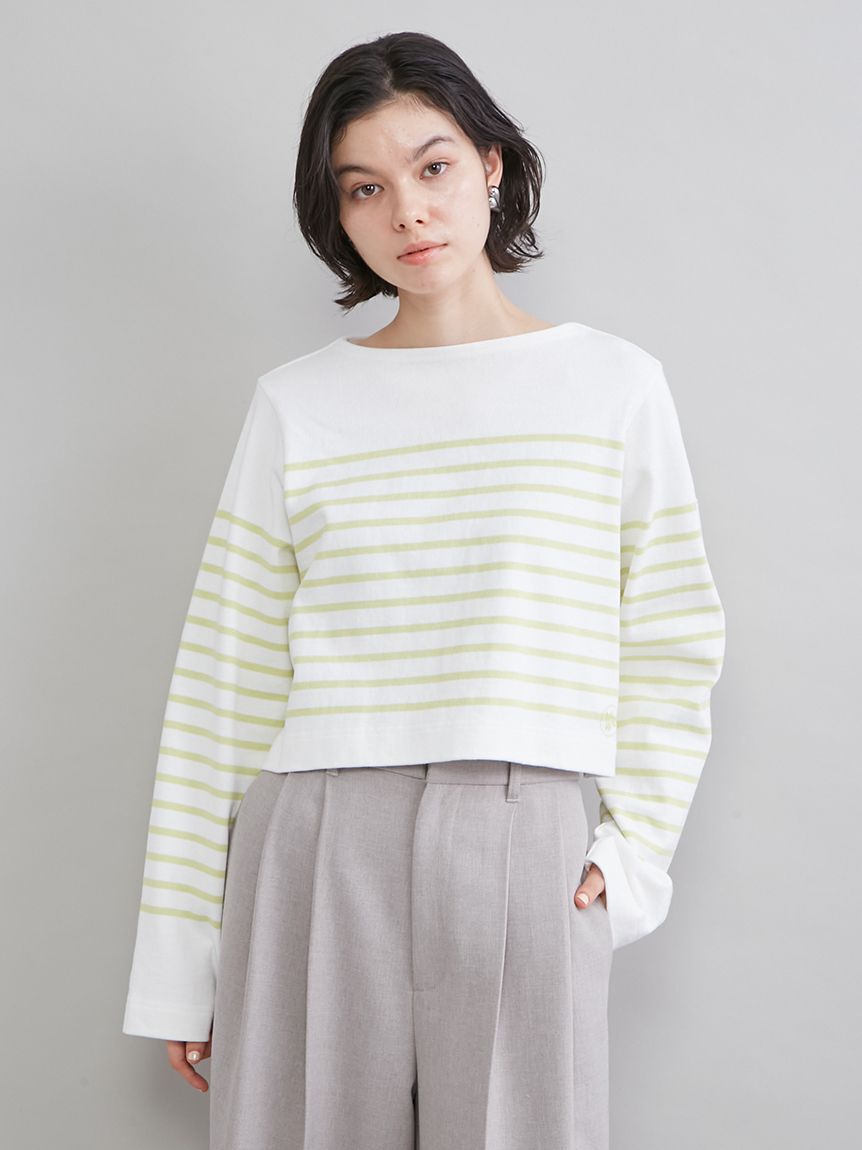 Mila Owen「ボートネック短丈パネルボーダー」|Tシャツ・カットソー|LIME