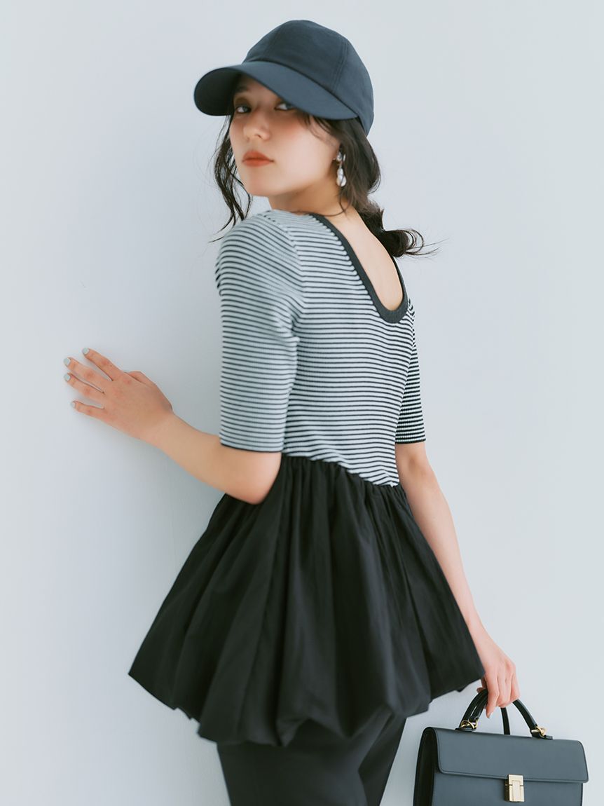 Mila Owen「【ウォッシャブル】2wayペプラムリブニットドッキングトップス」|Tシャツ・カットソー|