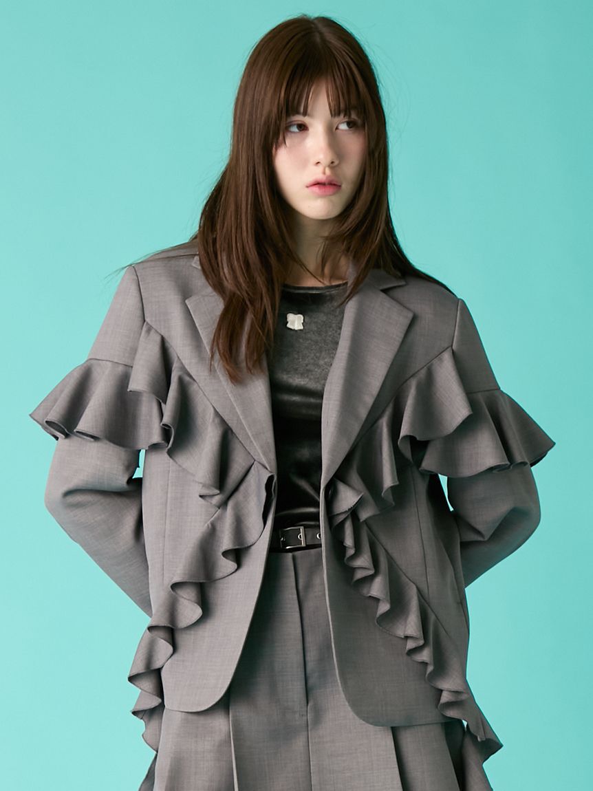 FURFUR「フリルデザインテーラードジャケット」|テーラードジャケット|GRY