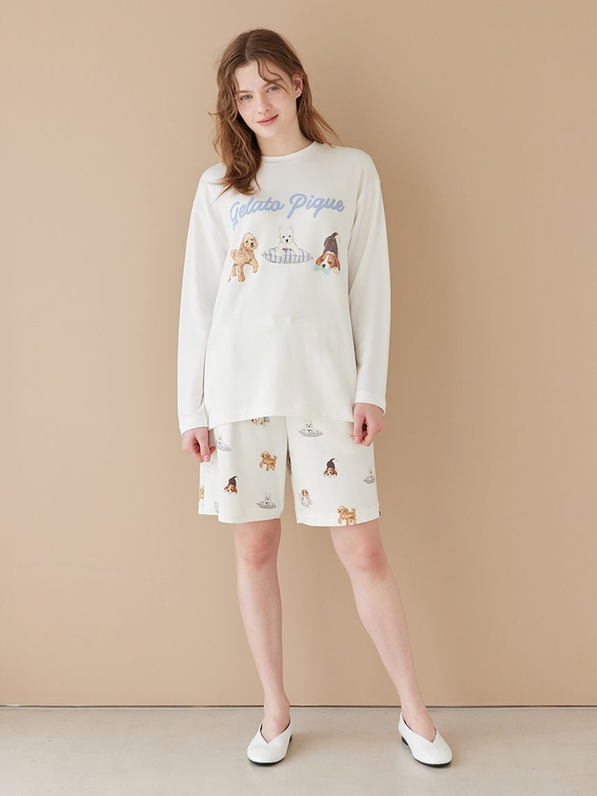 gelato pique「【UNISEX】プレイフルDOGワンポイントロンT」|ルームウェア|