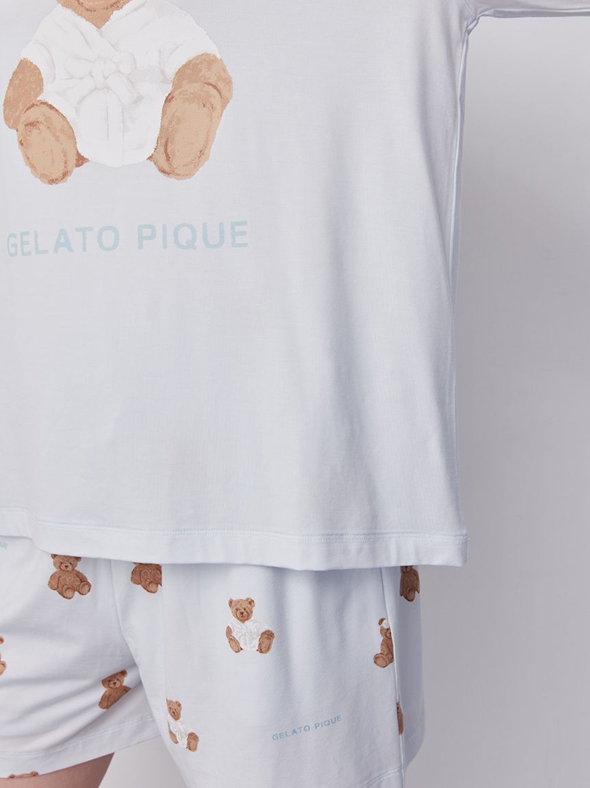 gelato pique「【ラッピング済み】抗菌防臭バスローブベアワンポイントロンT&ショートパンツSET」|ルームウェア|