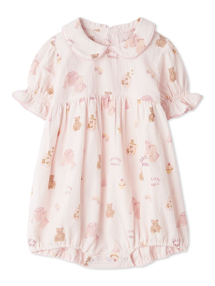 GELATO PIQUE KIDS & BABY「【BABY】パジャマパーティー柄シャーリングロンパース」|ロンパース|